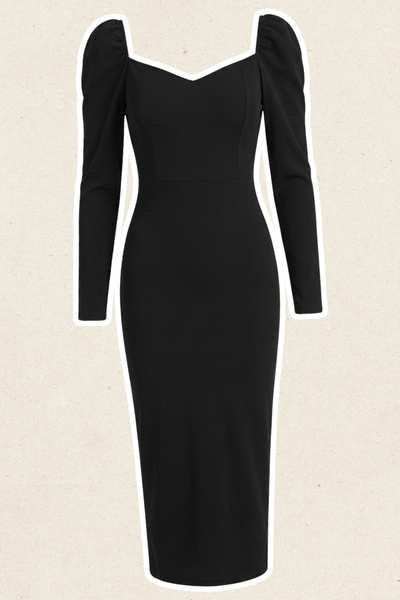 black bodycon dress front view for women party outfit