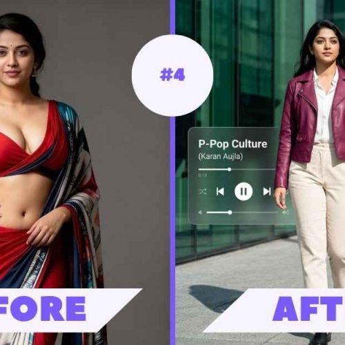 AI Photo Editing Prompt with Music Player UI and Chibi Effect